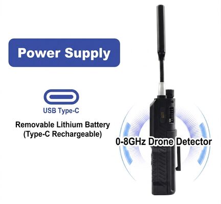 kopen Professionele drone 0-8GHz signaaldetector voor OFDM HD FPV en FM-analoge transmissie met trillingsgeluidsalarm en ingebouwde gegevenslogging voor luchthavenbeveiliging online vervaardiging